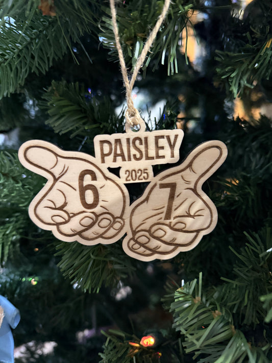 6 7 Wooden Engraved Custom Christmas Ornament - Personalized - Car Charm