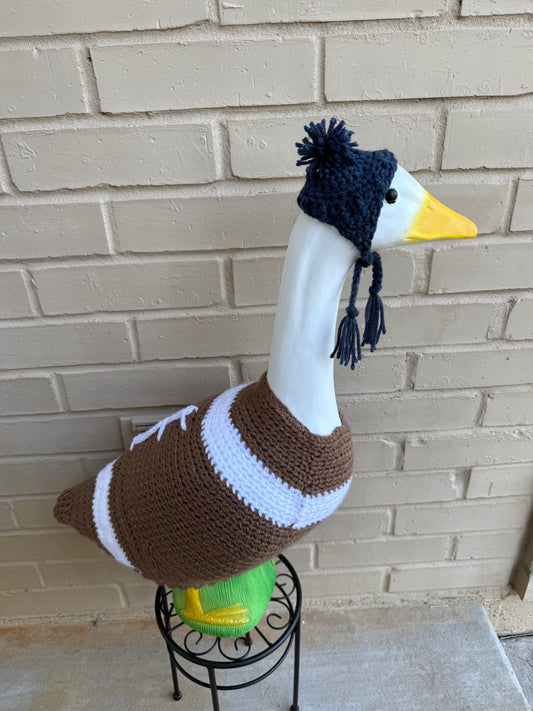 Silly Porch Goose Game Day Football Outfit - American Football Crochet Gear - Beanie And Sweater