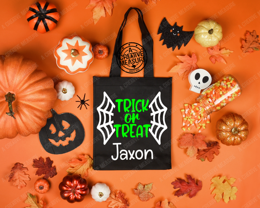 Trick Or Treat Personalized Candy Glow In The Dark Tote - Halloween Candy Bag - Trunk Or Treat Sack