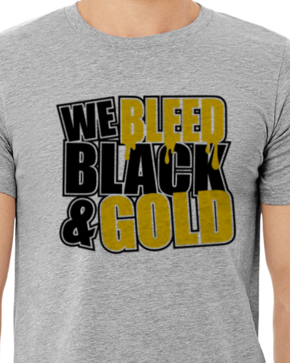 We Bleed Black And Gold Shirt - School Pride T-Shirt - Team Colors - Spirit Wear - Athletic Colors - Black Gold School Spirit - Team Spirit