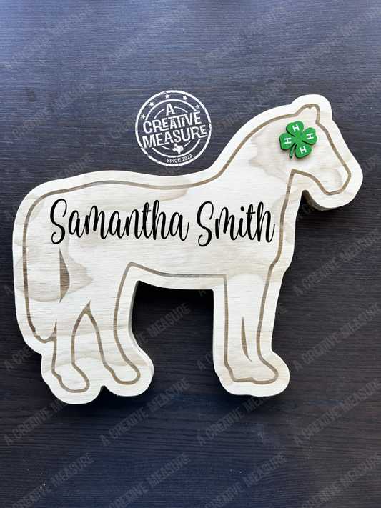Show Horse Stall Sign - Nameplate - Custom - Wooden -Engraved - Rodeo-Personalized 4H Sign