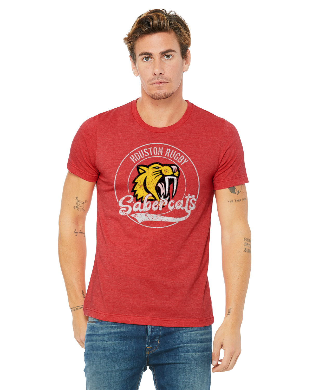 Retro SaberCats - Houston - SaberCats - Houston SaberCats Rugby - T-Shirt - Heather Red Shirt