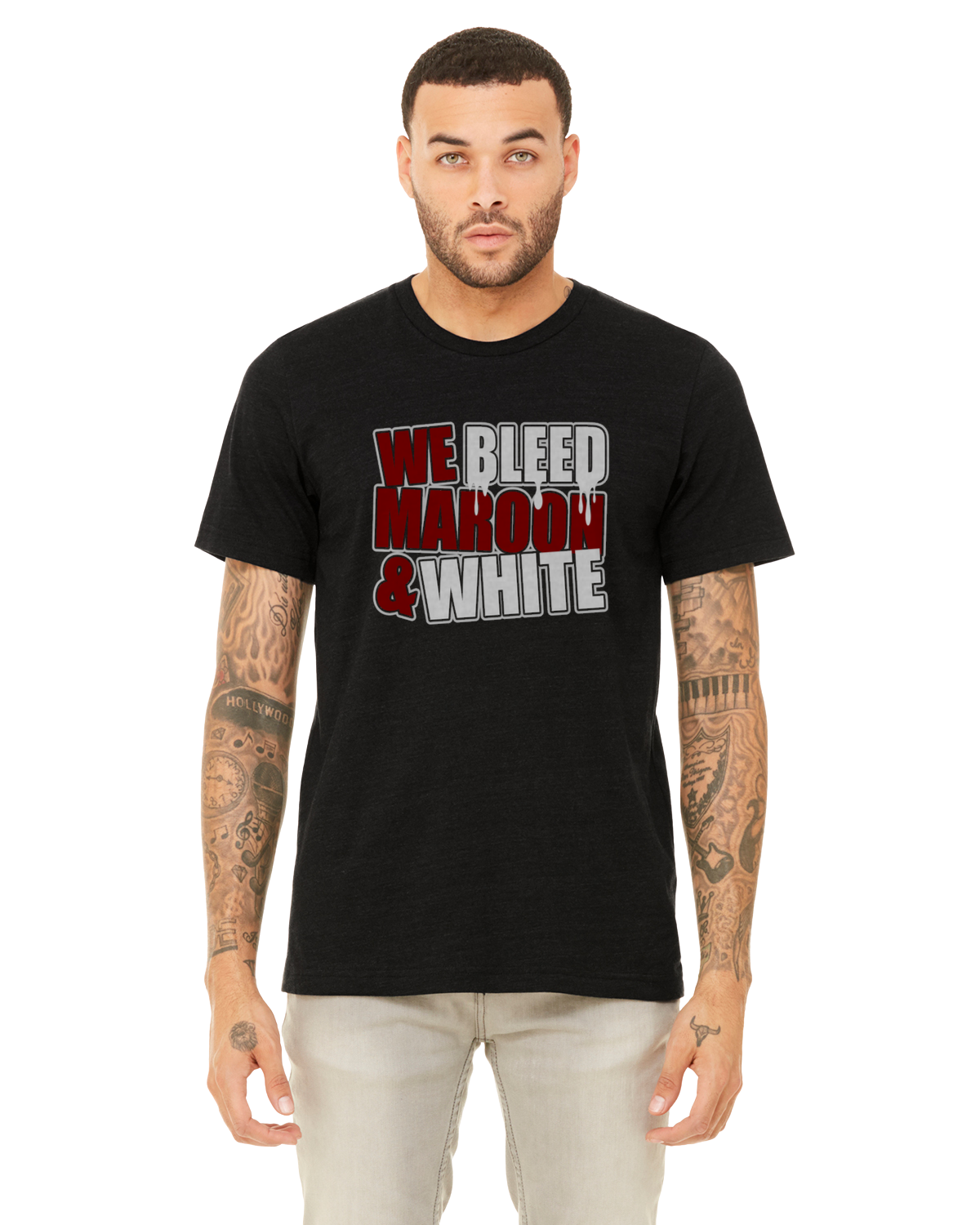 We Bleed Maroon And White Shirt - School Pride T-Shirt - Team Colors - Spirit Wear - Athlete