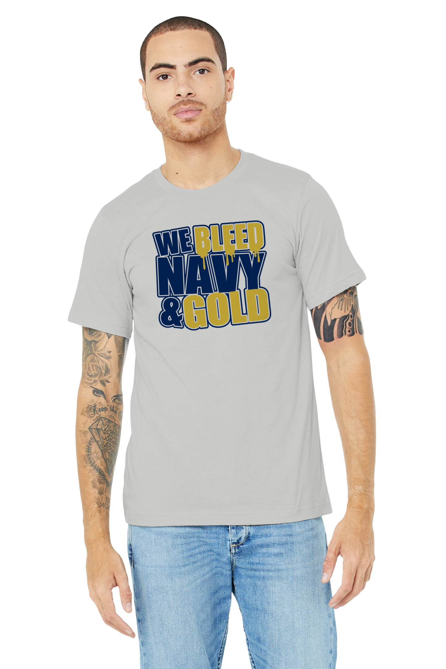 We Bleed Navy And Gold Shirt - School Pride T-Shirt - Team Colors - Spirit Wear - Athlete