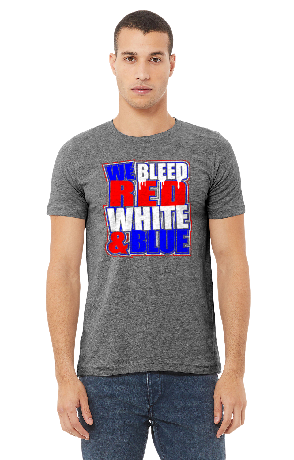 We Bleed Red White And Blue Shirt - School Pride T-Shirt - Team Colors - Spirit Wear - Athlete - Favorite Player - American Pride - Team