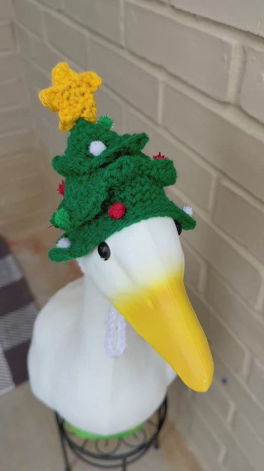 Silly Porch Goose Christmas Tree Hat - Goose Statue Accessories Gear - Crochet Clothing - Cap Only