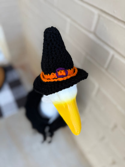 Front Porch Goose Witch Outfit - Crochet Halloween Clothing - Witch Hat and Cape Yard Art