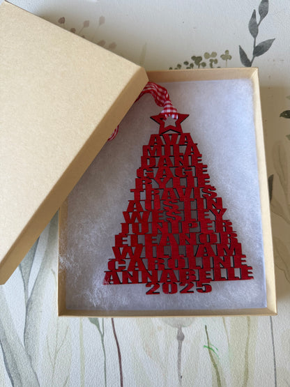 Family Tree Wooden Christmas Ornament - Custom - Personalized Gift - Ornament Exchange - Family Names - Holiday Present - Family Names 2025