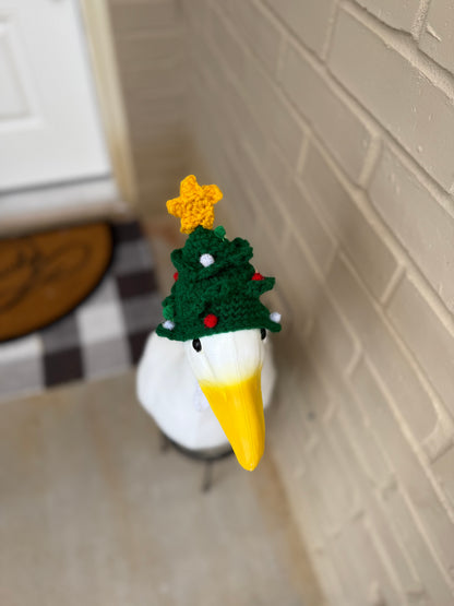 Silly Porch Goose Christmas Tree Hat - Goose Statue Accessories Gear - Crochet Clothing - Cap Only