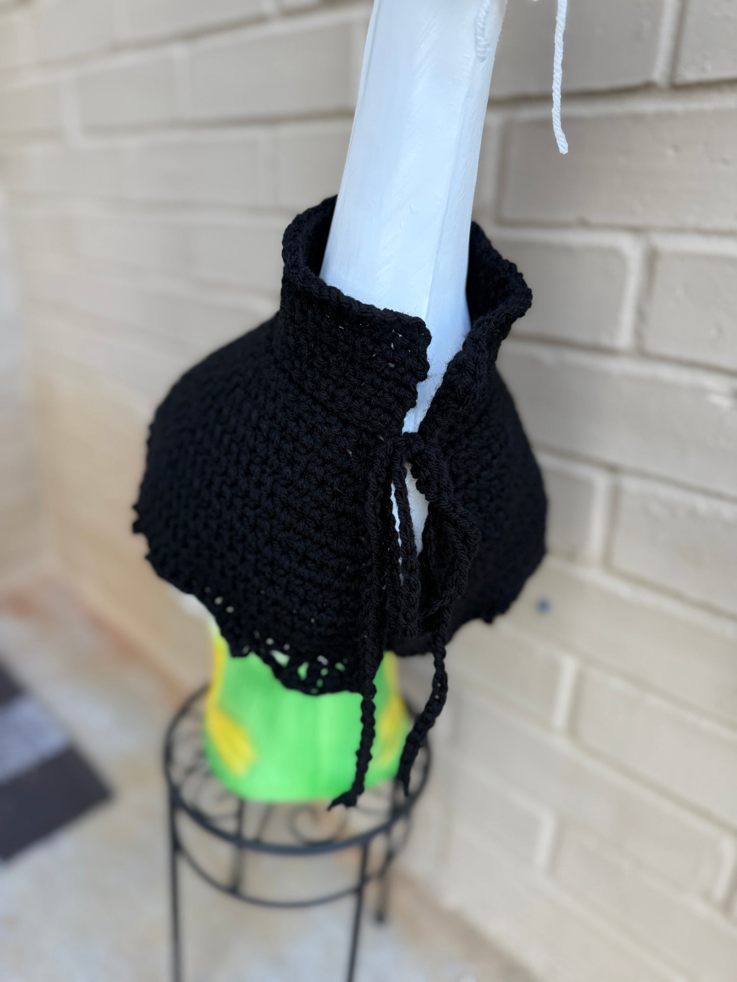 Front Porch Goose Witch Outfit - Crochet Halloween Clothing - Witch Hat and Cape Yard Art