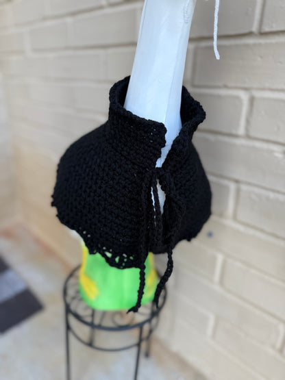 Front Porch Goose Witch Outfit - Crochet Halloween Clothing - Witch Hat and Cape Yard Art