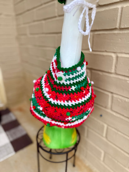 Silly Porch Goose Christmas Outfit - Goose Statue Crochet Clothing Ugly Sweater and Christmas Hat