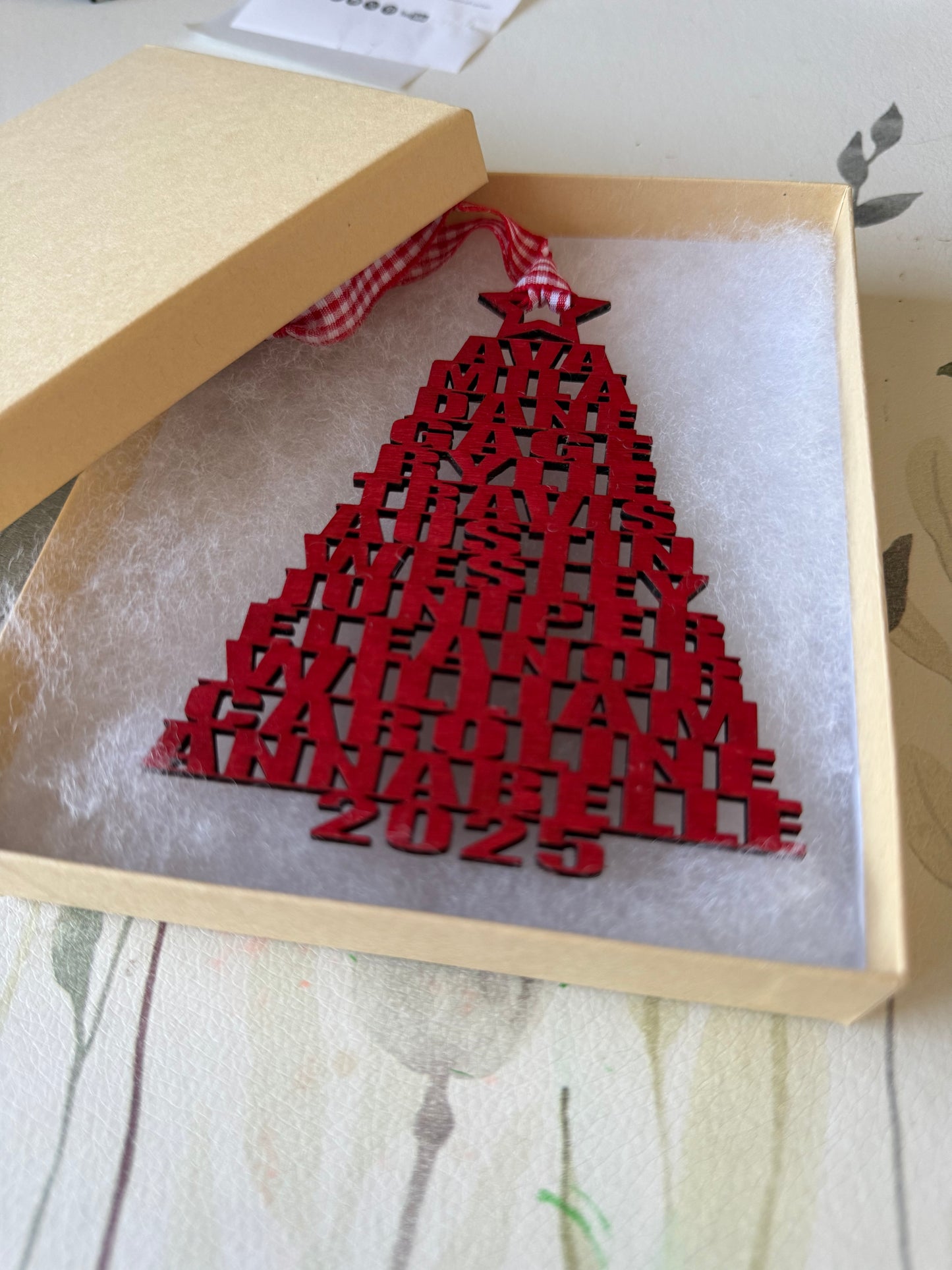 Family Tree Wooden Christmas Ornament - Custom - Personalized Gift - Ornament Exchange - Family Names - Holiday Present - Family Names 2025