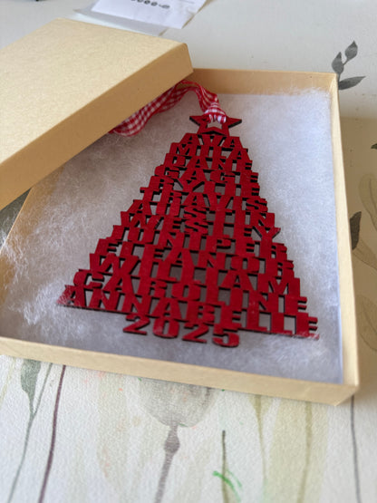 Family Tree Wooden Christmas Ornament - Custom - Personalized Gift - Ornament Exchange - Family Names - Holiday Present - Family Names 2025