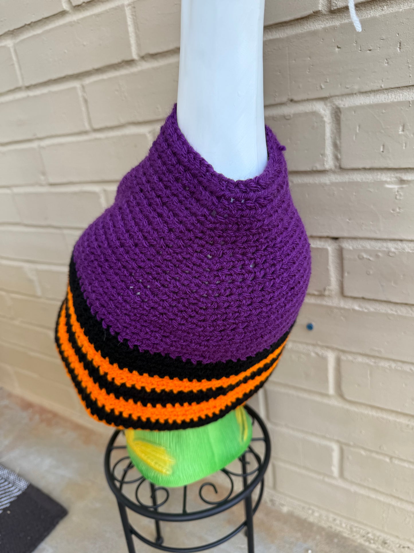 Front Porch Goose Halloween Witch Costume - Hand Crocheted Hat and Sweater Outfit - Yard Art Holiday Decor