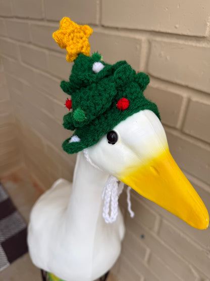 Silly Porch Goose Christmas Tree Hat - Goose Statue Accessories Gear - Crochet Clothing - Cap Only