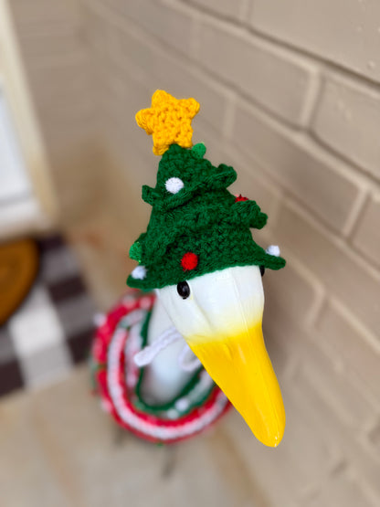 Silly Porch Goose Christmas Outfit - Goose Statue Crochet Clothing Ugly Sweater and Christmas Hat