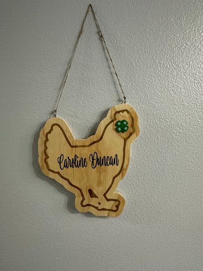 Show Chickens Stall Sign - Nameplate - Custom - Wooden - Engraved - Rodeo - Personalized 4H Sign