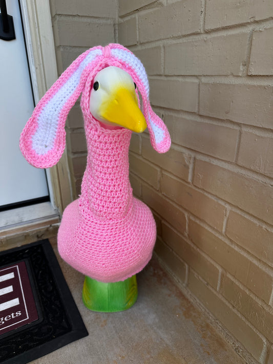 Easter Bunny Outfit Porch Goose - Crochet Goose Statue Clothing - Yard Art Clothes - Rabbit Costume