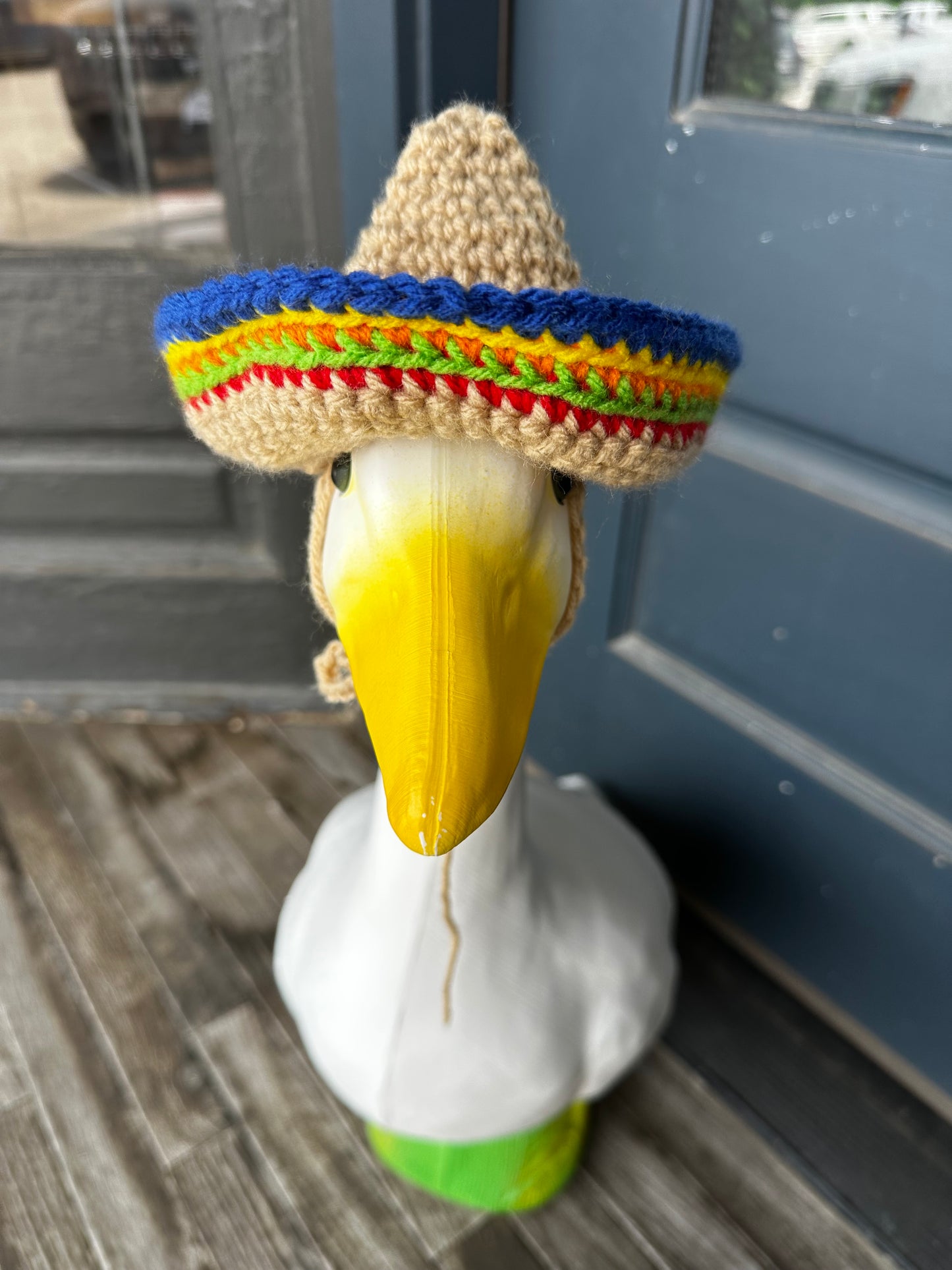 Sombrero Porch Goose Hat - Crochet Goose Statue Accessory - Yard Art - Cute Hat