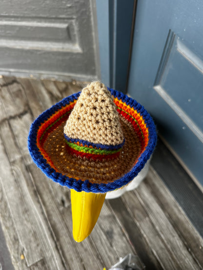 Sombrero Porch Goose Hat - Crochet Goose Statue Accessory - Yard Art - Cute Hat