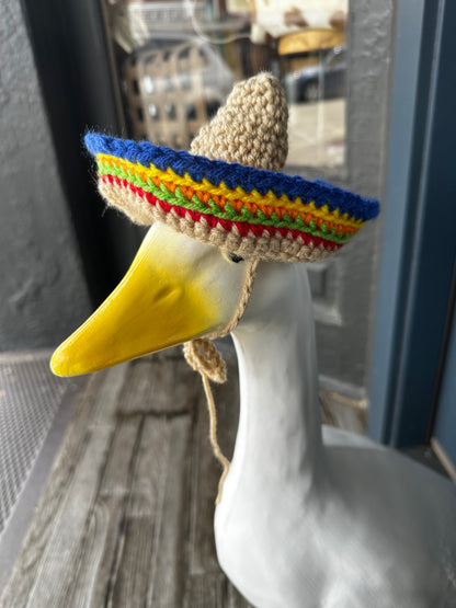 Sombrero Porch Goose Hat - Crochet Goose Statue Accessory - Yard Art - Cute Hat