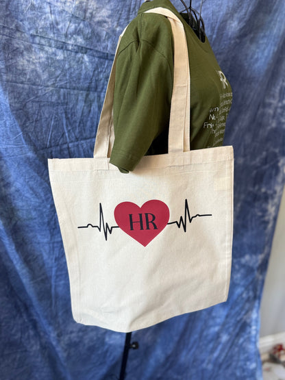 Human Resources Heartbeat Tote Bag - HR Heart Rate Canvas Bag