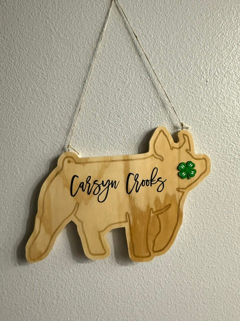 Show Pig Stall Sign - Nameplate - Buyer Gift - Custom - Wooden - Engraved - Rodeo - Market - 4H