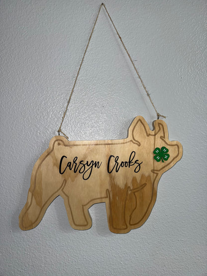 Show Pig Stall Sign - Nameplate - Buyer Gift - Custom - Wooden - Engraved - Rodeo - Market - 4H
