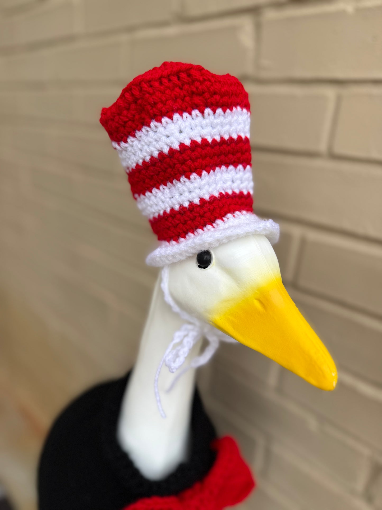 Silly Porch Goose Story Book Outfit - Goose Statue Crochet Cat Gear - Top Hat And Sweater Clothes