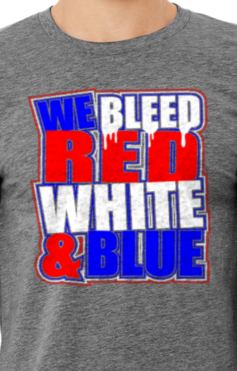We Bleed Red White And Blue Shirt - School Pride T-Shirt - Team Colors - Spirit Wear - Athlete - Favorite Player - American Pride - Team