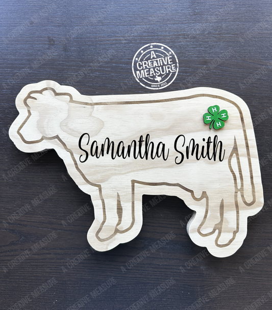 Cow Stall Sign - Nameplate - Custom - Wooden - Engraved - Rodeo - Personalized 4H Sign - Show Cattle