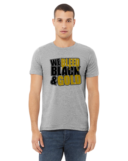 We Bleed Black And Gold Shirt - School Pride T-Shirt - Team Colors - Spirit Wear - Athletic Colors - Black Gold School Spirit - Team Spirit