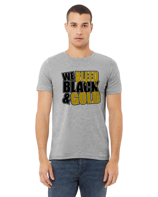 We Bleed Black And Gold Shirt - School Pride T-Shirt - Team Colors - Spirit Wear - Athletic Colors - Black Gold School Spirit - Team Spirit