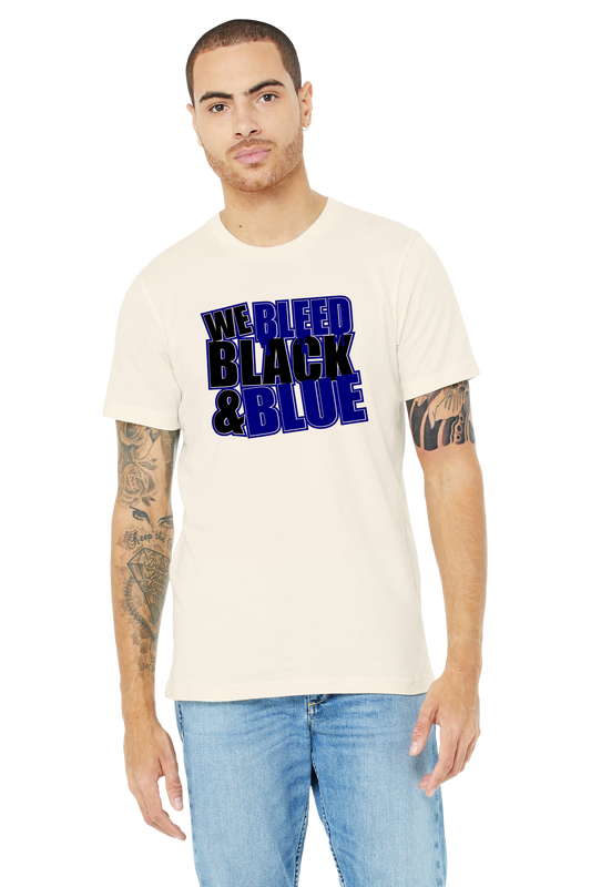 We Bleed Blue And Black Shirt - School Pride T-Shirt - Team Colors - Spirit Wear - Athletic Colors - Black And Blue School Spirit - Team Spirit