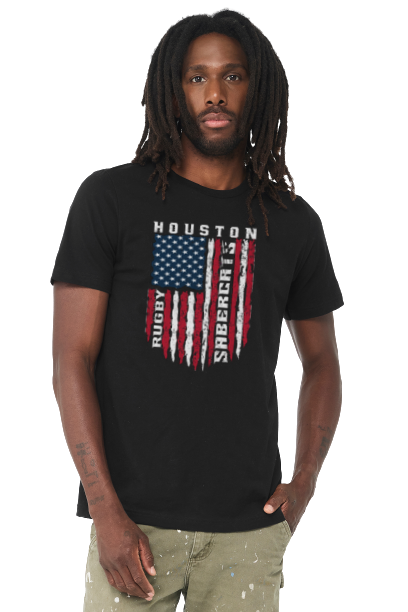 Houston SaberCats American Flag T-Shirt - Red White And Blue SaberCats Rugby Shirt - Military Appreciation Tee