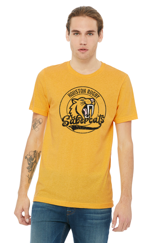 Retro SaberCats - Houston - SaberCats - Houston SaberCats Rugby - T-Shirt - Heather Yellow Gold Shirt