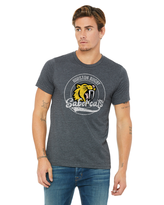 Retro SaberCats - Houston - SaberCats - Houston SaberCats Rugby - T-Shirt - Heather Dark Gray Shirt