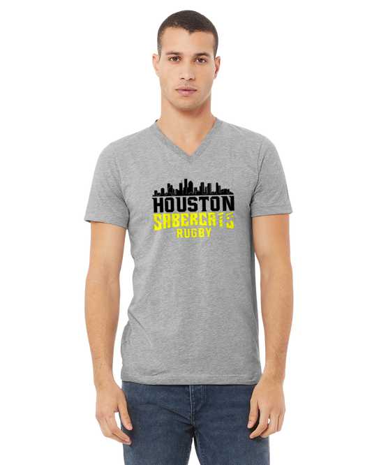 Houston Skyline V-Neck - Houston - SaberCats - Houston SaberCats Rugby - T-Shirt