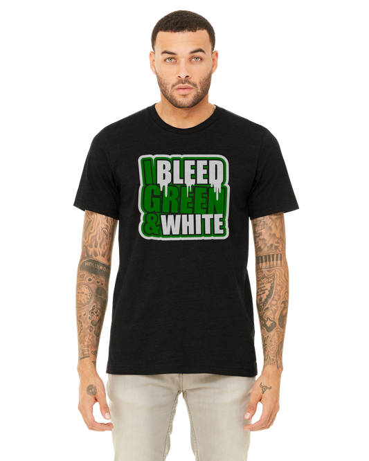 I Bleed Green And White Shirt - School Pride T-Shirt - Team Colors - Spirit Wear - Athlete