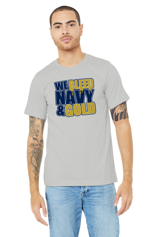 We Bleed Navy And Gold Shirt - School Pride T-Shirt - Team Colors - Spirit Wear - Athlete