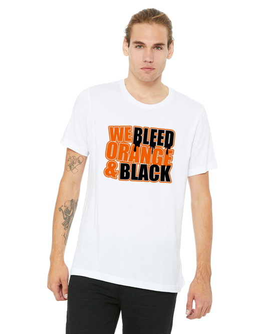 We Bleed Orange And Black Shirt - School Pride T-Shirt - Team Colors - Spirit Wear - Athlete