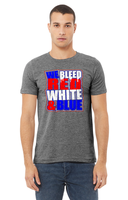 We Bleed Red White And Blue Shirt - School Pride T-Shirt - Team Colors - Spirit Wear - Athlete - Favorite Player - American Pride - Team