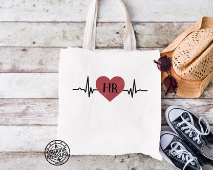 Human Resources Heartbeat Tote Bag - HR Heart Rate Canvas Bag